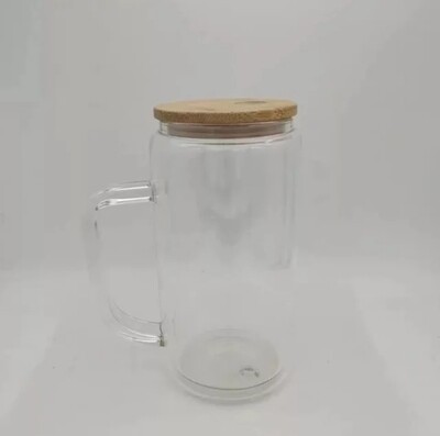 16oz snow globe with handle, Double wall Sublimation Beer Can Glass with handle , Sublimation Libbey Glass,16oz snow globe,16oz snow globe glass can bamboo lid and straw 