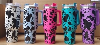 Cow Print Tumbler-Purple