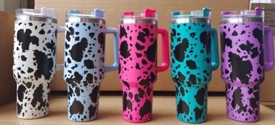 Cow Print Tumbler-White