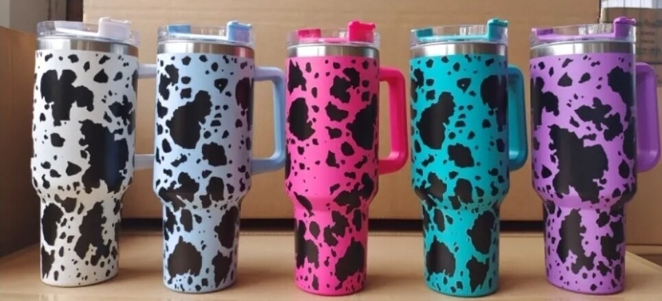 Cow Print Tumbler-Pink