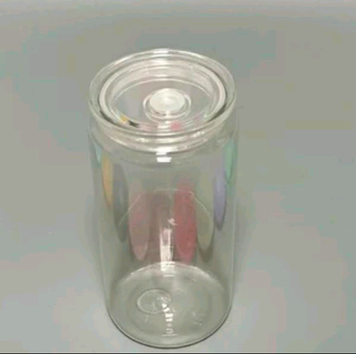 16oz Plastic Can come with clear plastic lid and straw