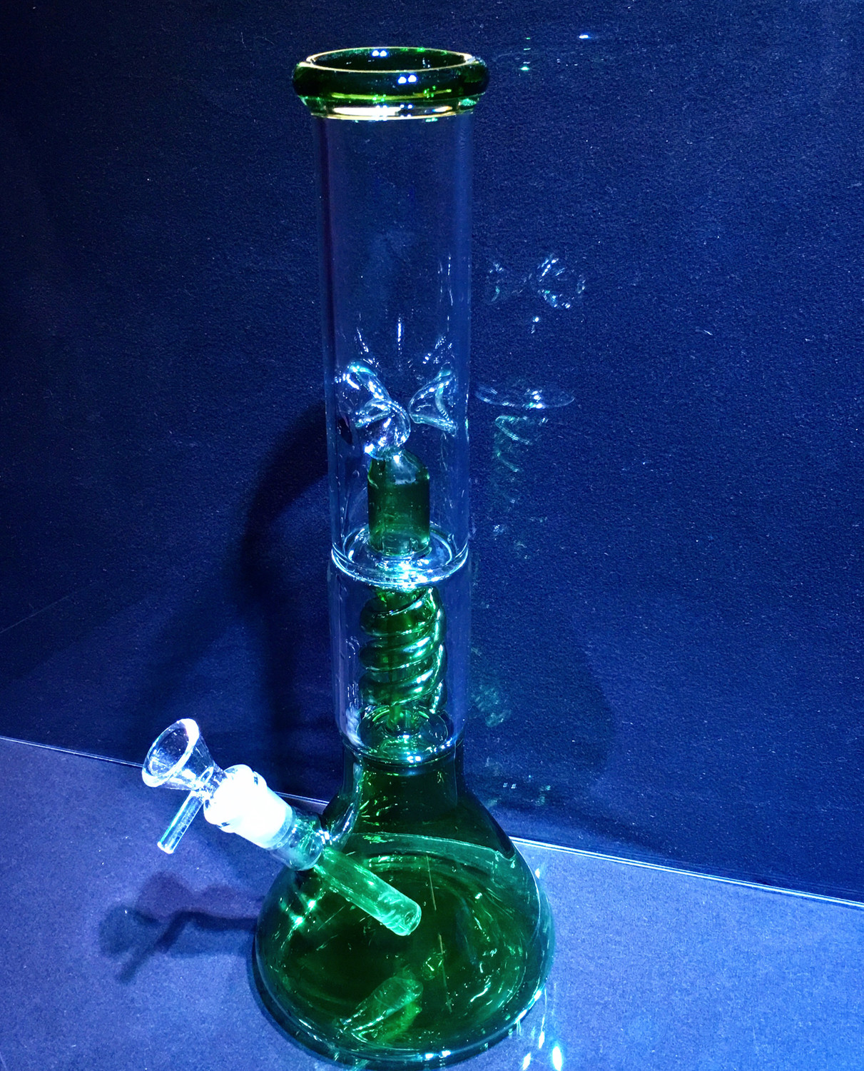 11&quot; Double Spiral Beaker Water Pipe with Removable Downstem