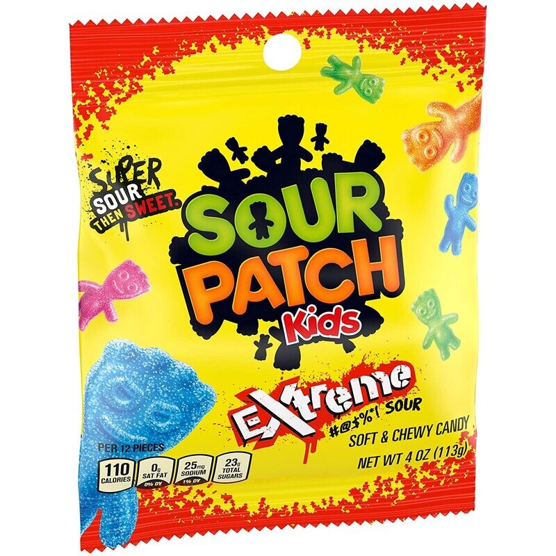 Sour Patch Kids Extreme Sour Soft &amp; Chewy Sweets Snack (113g)