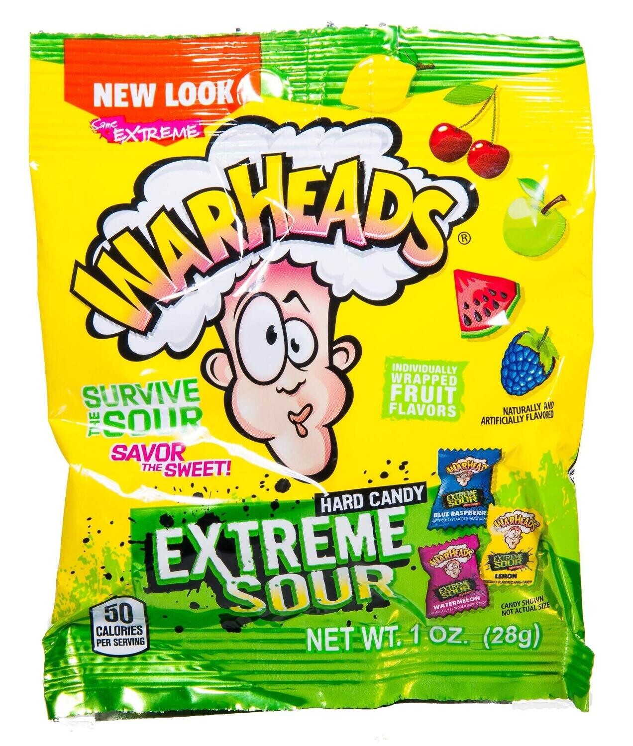 Warheads Extreme Sour Hard Fruit Flavored Sweets Snack (28g)