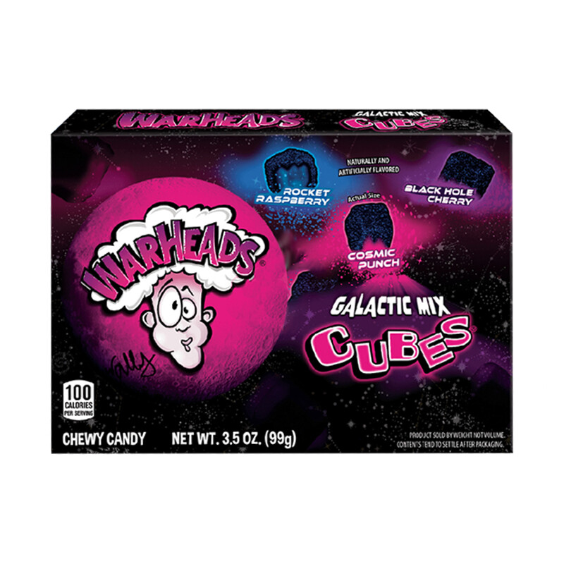 Warheads Galactic Cubes Fruit Flavored Soft Chewy Sour Gummy Sweets Theater