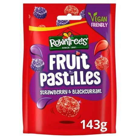 Rowntree&#39;s Fruit Pastilles Strawberry &amp; Blackcurrant Sharing Bag Vegan Friendly