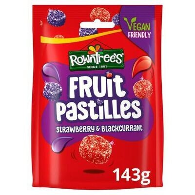 Rowntree's Fruit Pastilles Strawberry &amp; Blackcurrant Sharing Bag Vegan Friendly