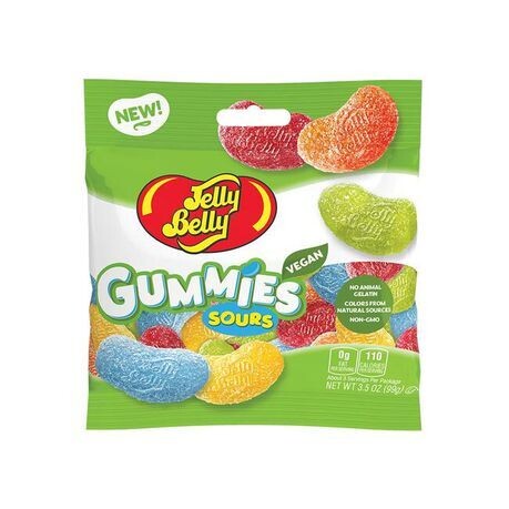 Jelly Belly, Sour Gummies Vegan Soft Chewy Fruit Flavored Gummy Sweets
