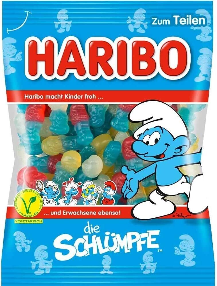 HARIBO die Schlümpfe Fruit Gummy Smurfs Chewy Sweets  (Vegetarian) (175g)