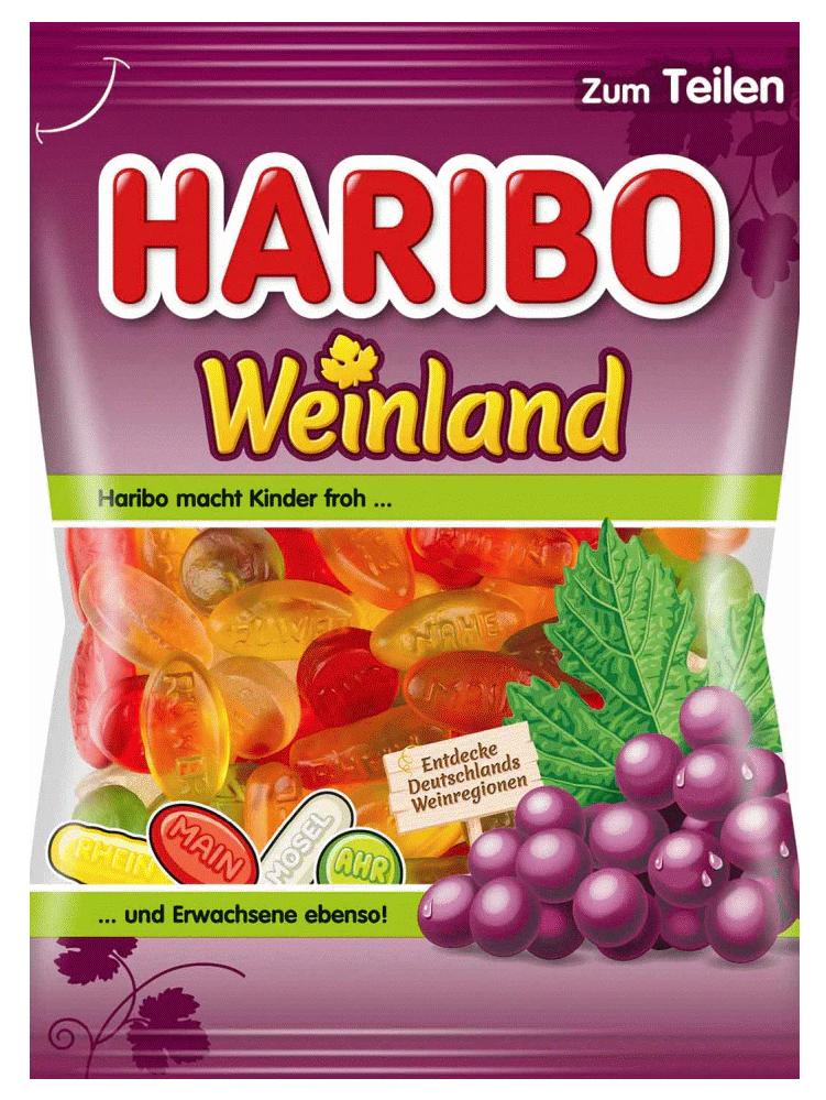 HARIBO Weinland Fruit Wine Gums Gummy Chewy Sweets Snack (100g)