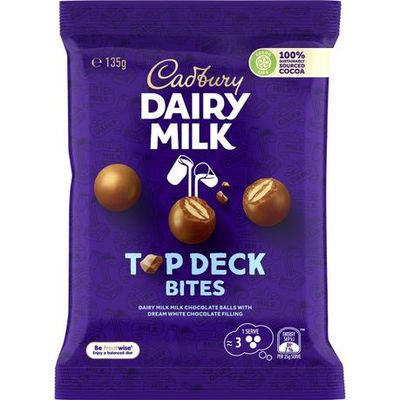 Cadbury Dairy Top Deck Chocolate Bites Sweet 135g Cadbury Dairy Top Deck Chocolate Bites Sweet 135g