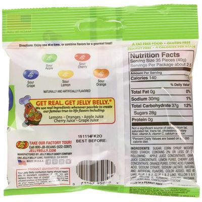 Jelly Belly - Sours Mix Flavored Jelly Beans Sweet Snack 70g Bag