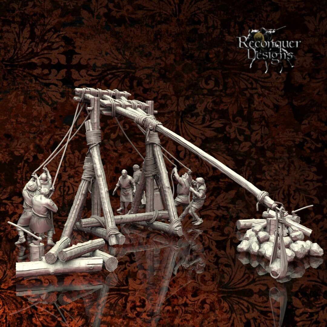 Traction Trebuchet with 12th century crew