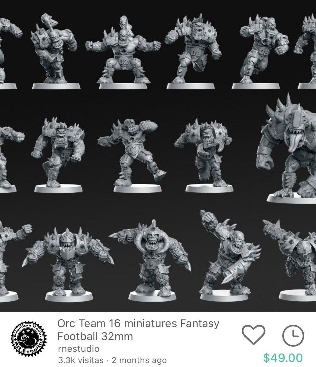 Fantasy Football Orc Team - RN Estudios
( 16 Miniatures )