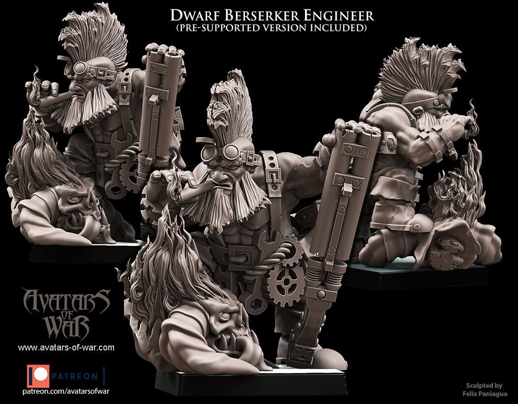Dwarf Engineer and Dwarf Berserker Engineer