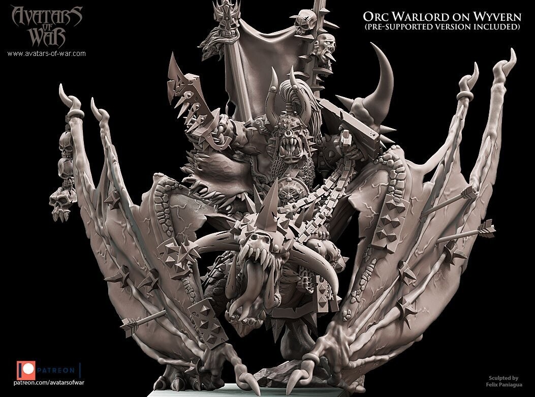 Orc Warlord mounted on Wyvern