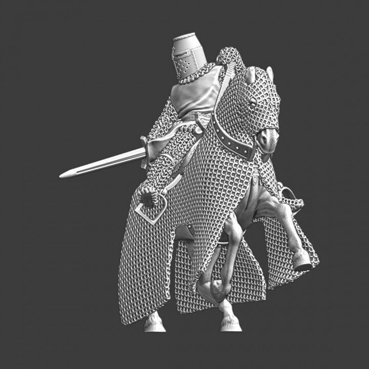 Medieval Knight on chainmail covered horse