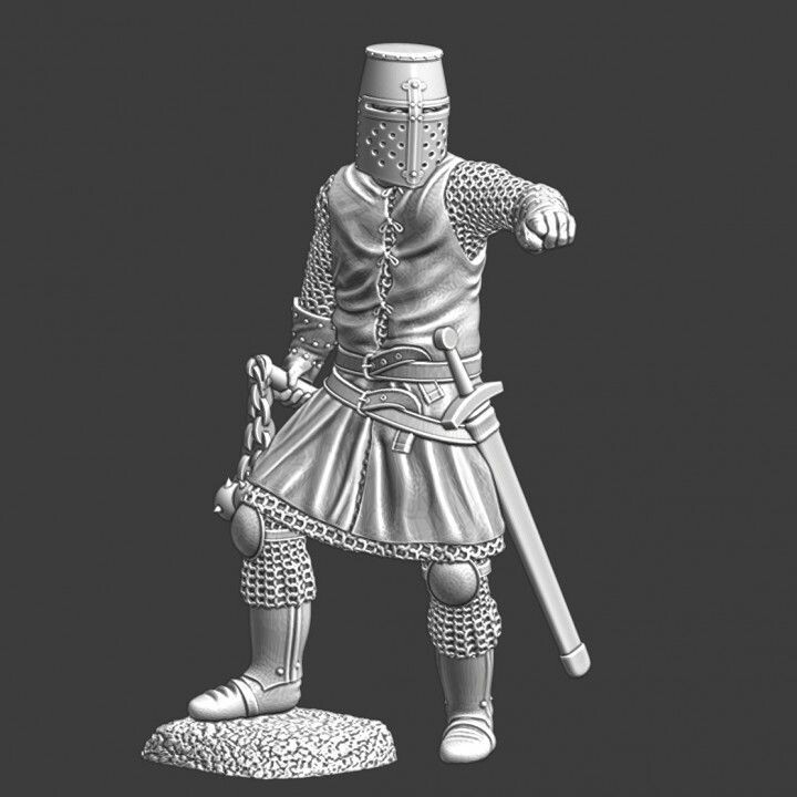 Medieval knight pointing - holding flail