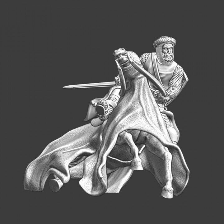 Medieval templar with downed horse