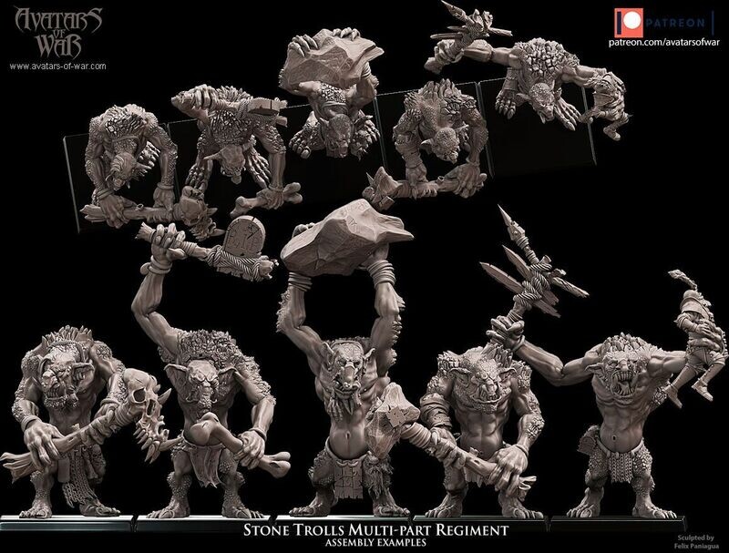 Stone Trolls multi-part regiment - 5 Units