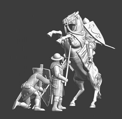 Medieval infantry vs cavalry - diorama