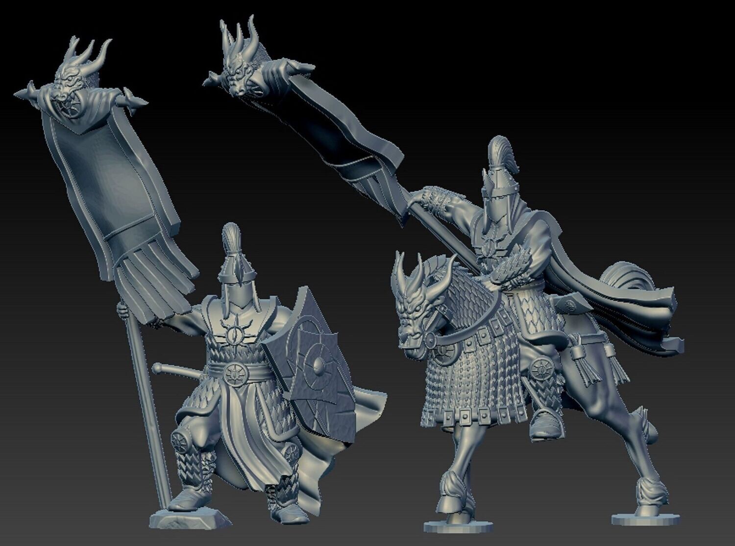 Golde Horde Banner Bearer on Foot & Mounted