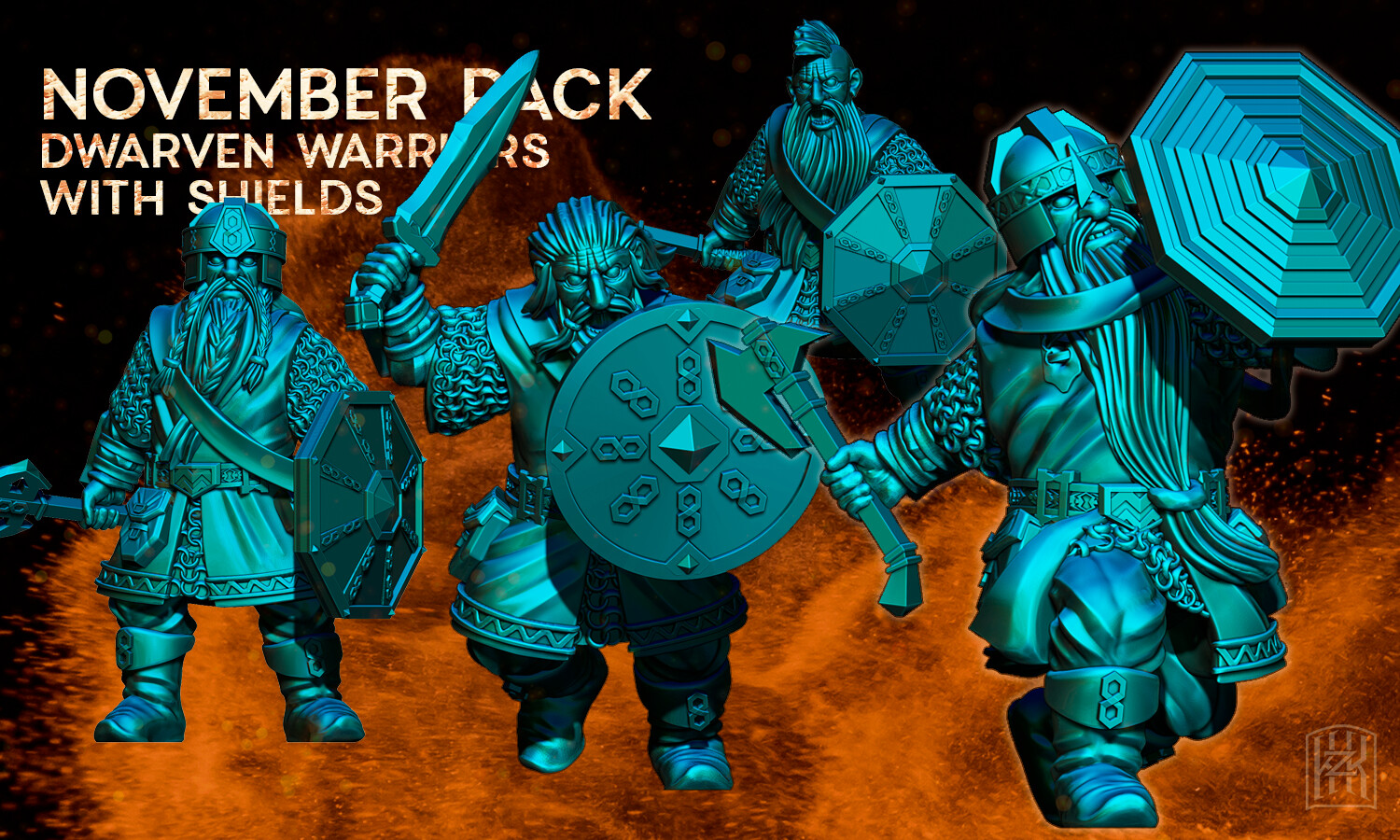 Exiled Dwarfs - With Shields (Pack 4 units)