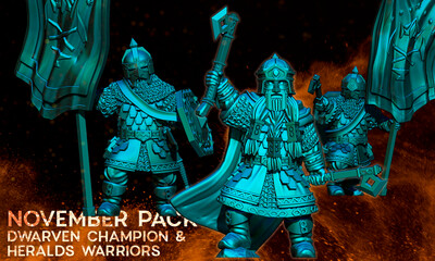 Exiled Dwarfs - Champion and Heralds (Pack 3 units)