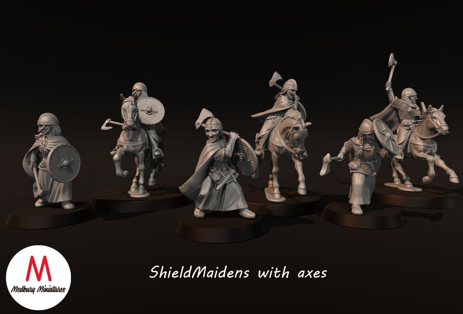 ShieldMaidens with Axes foot & mounted (pack 6 units)