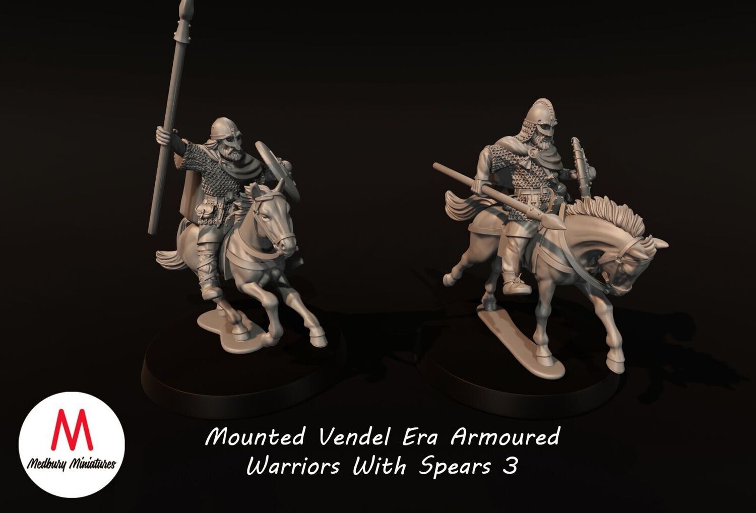 Mounted Vendel Era Armoured Warriors With Spears 3 (pack 2 units)