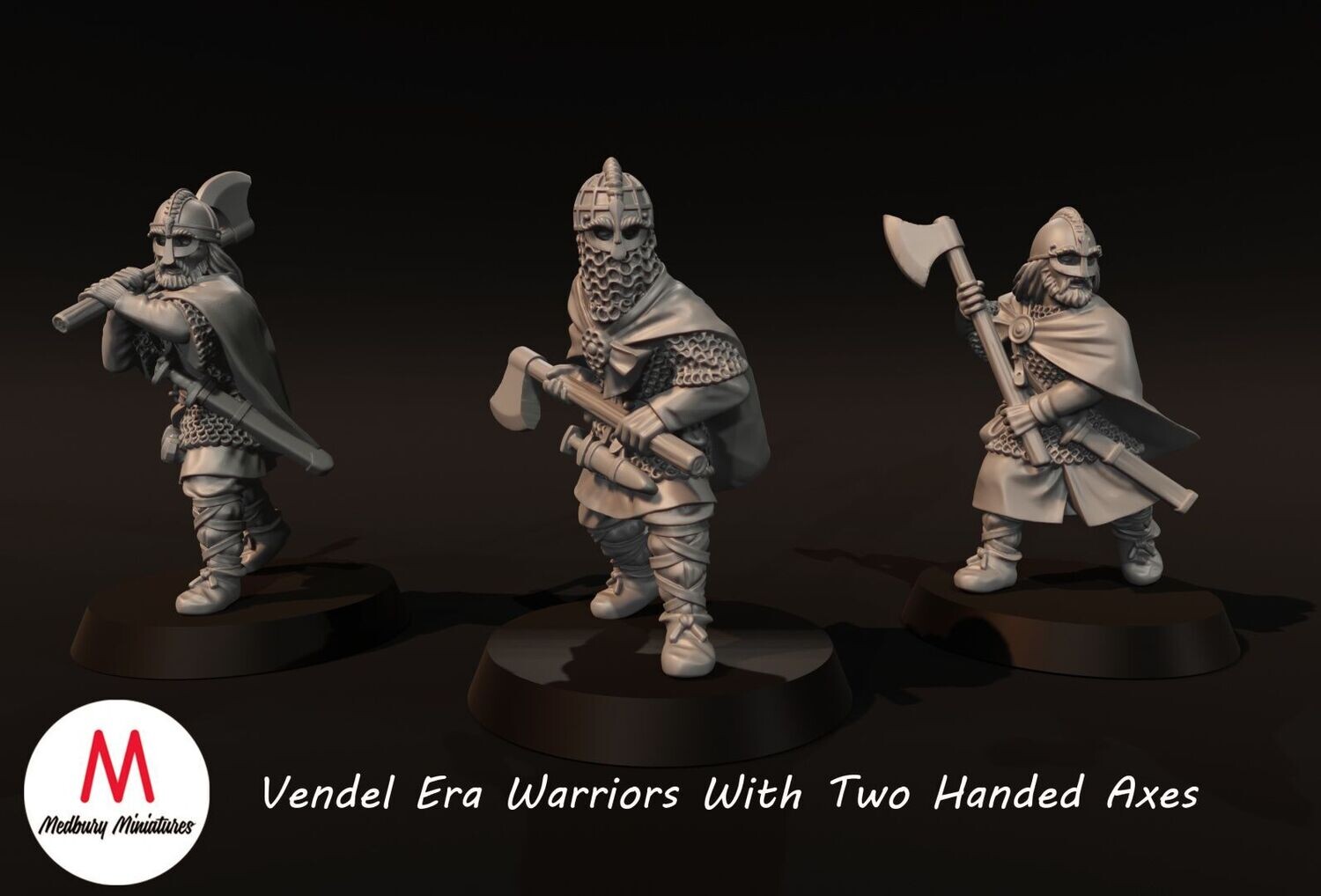 Vendel Era Warriors With Two Handed Axes (pack 3 units)