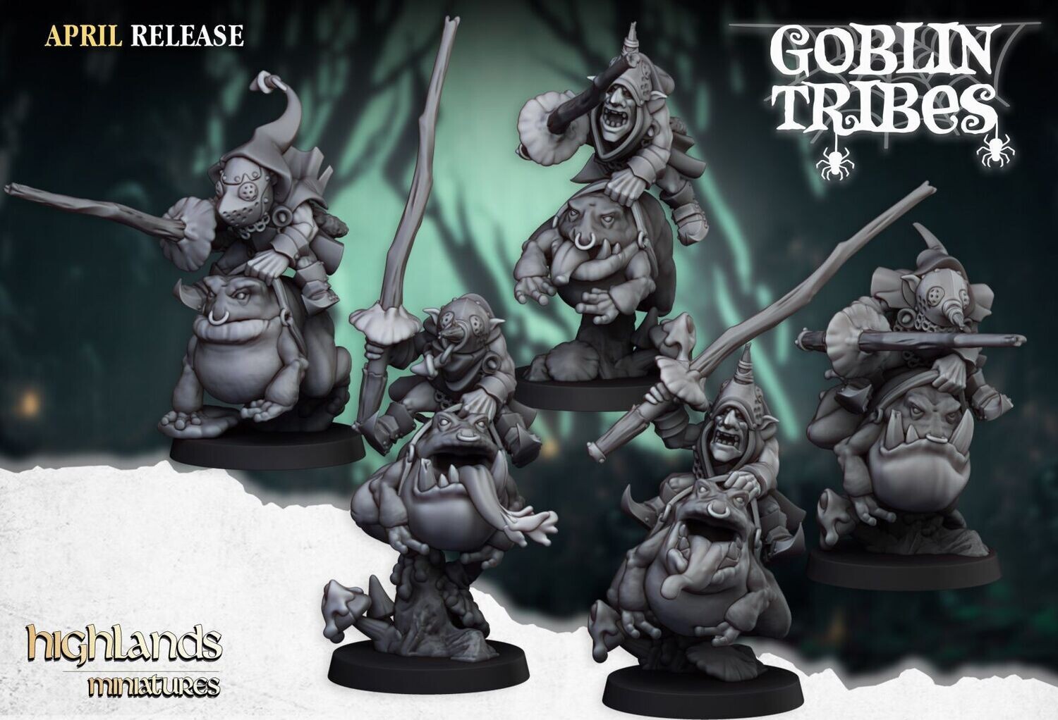 Swamp Goblins Frog Riders with sticks (pack 5 uds)