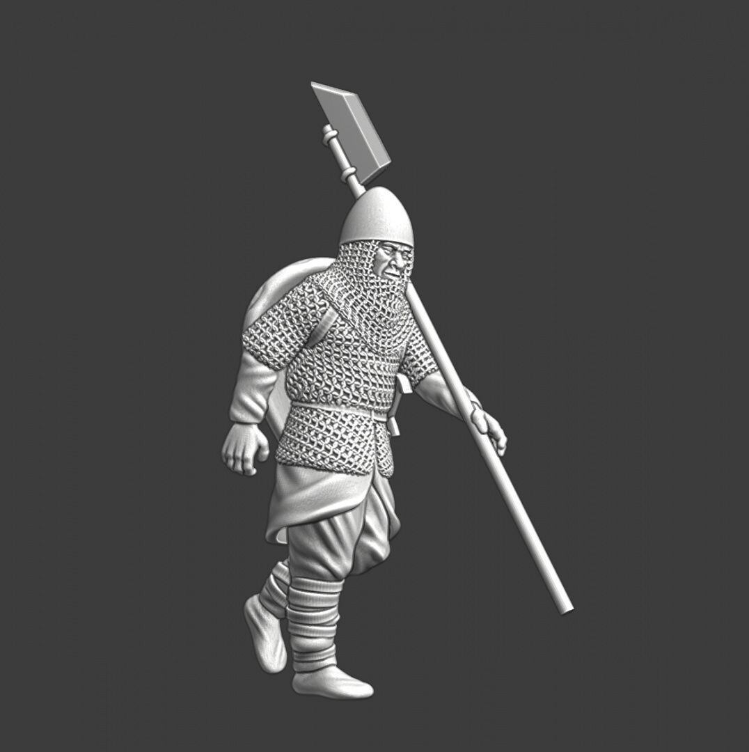Medieval infantryman marching