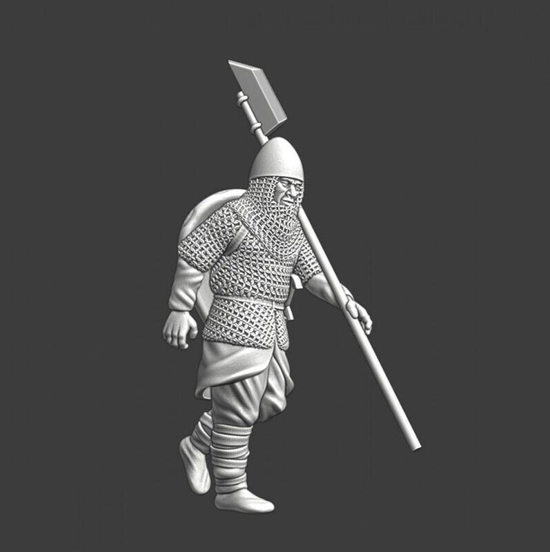 Medieval infantryman marching