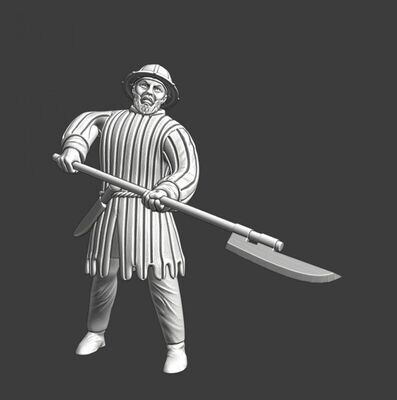 Medieval infantryman with pole weapon