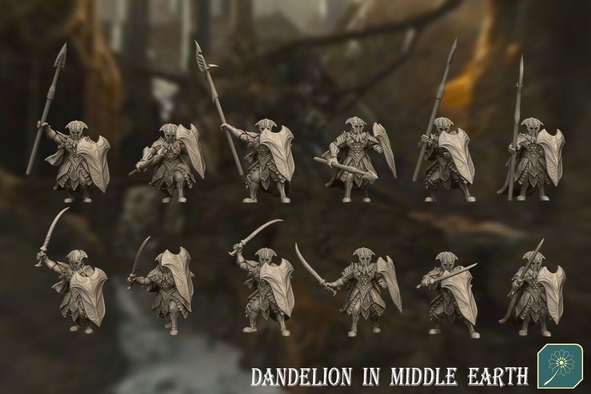 Elves of Dark Forest - Royal Guard (sword and shield) -(pak 6 units)