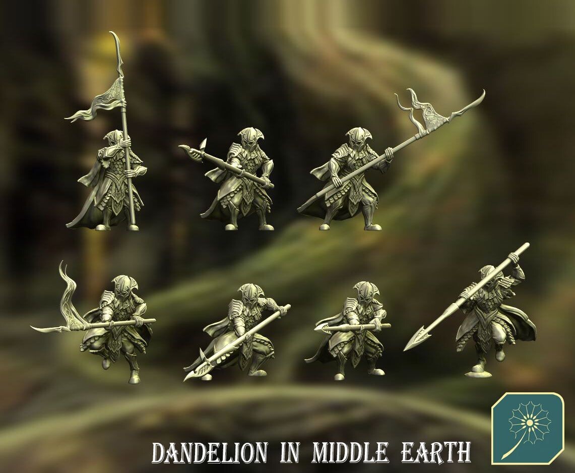 Elves of Dark Forest - 04b Elven Royal Guard (Bannerman Pikeman) -  (pak 6 units)