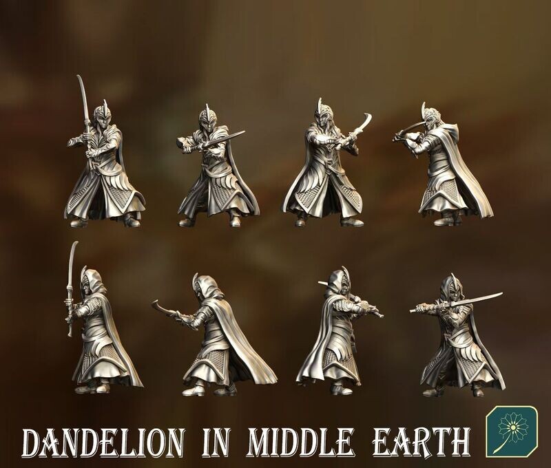 Golden Wood Elf Footmen - 2 hand Glaive (pak 8 units)
