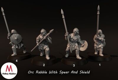 Orc Rabble With Spear and Shield (pack 4 units)