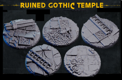 Ruined Gothic Temple - Bases & Toppers - 25mm (pack 5 units)