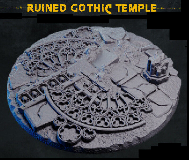 Ruined Gothic Temple - Bases & Toppers - 60mm