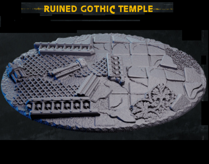 Ruined Gothic Temple - Bases & Toppers - 105x70mm