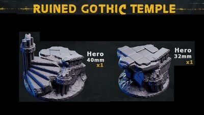Ruined Gothic Temple - Hero Bases & Toppers - Pack 2 bases (32,40mm)