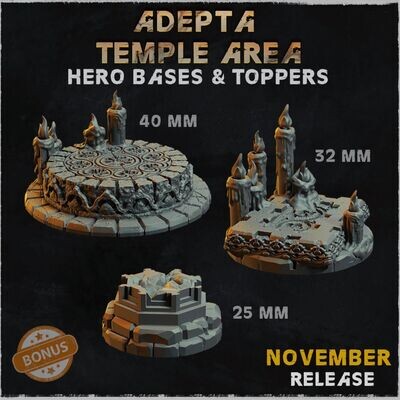 Adepta Temple Area - Hero Bases & Toppers - Pack 3 bases (25,32,40mm)