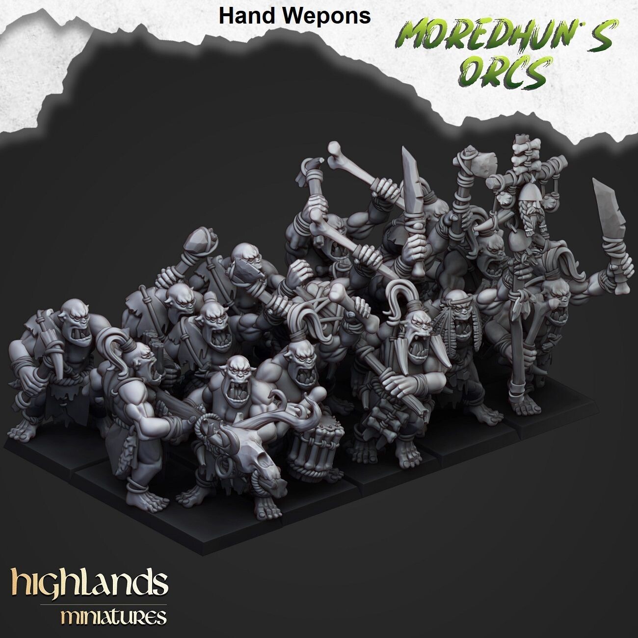 Cave Orcs , 2 weapons, Shield and Spear- Moredhun´s Orcs (pack 10units)