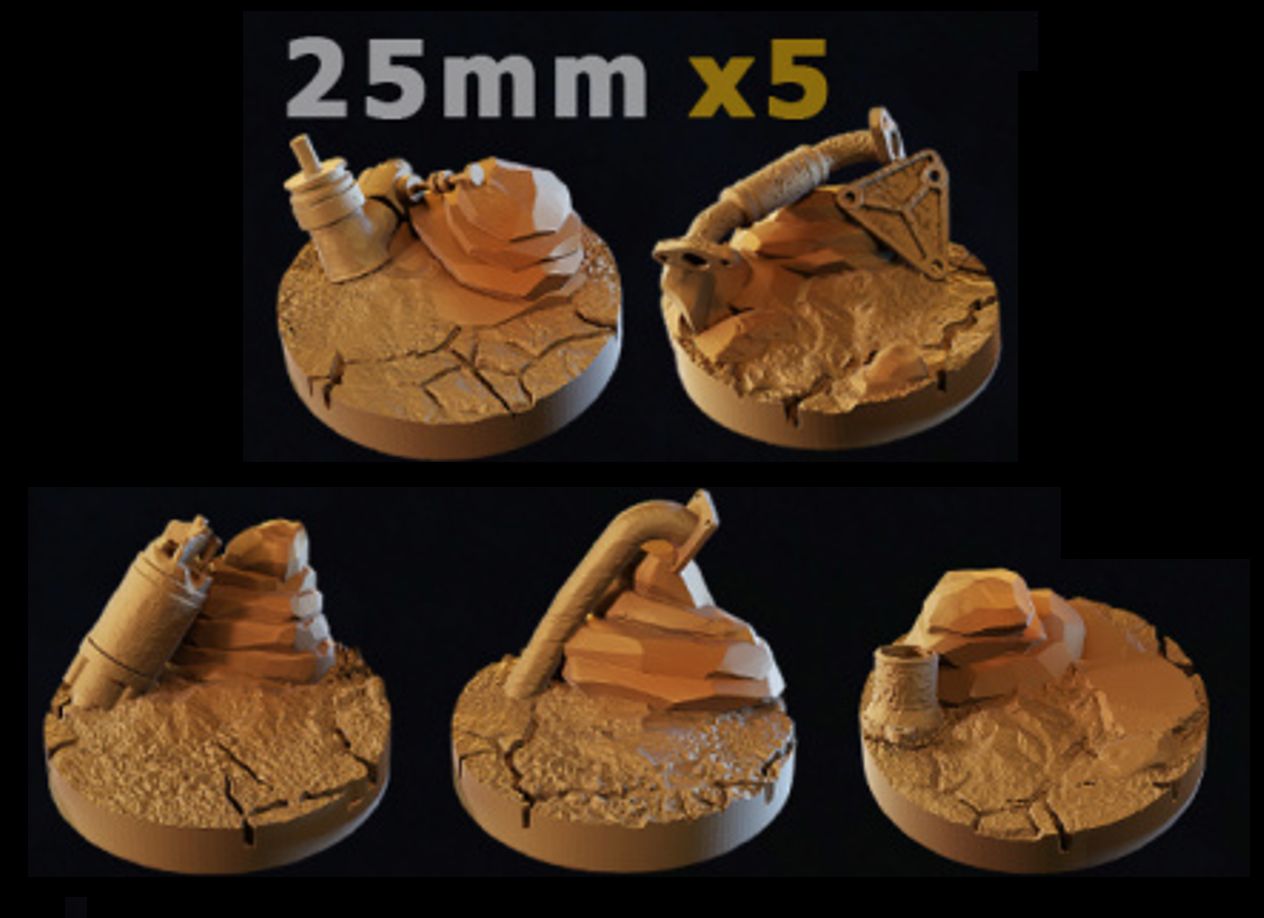 Desert Scrap Metal - Bases & Toppers - 25mm (pack 5 units)