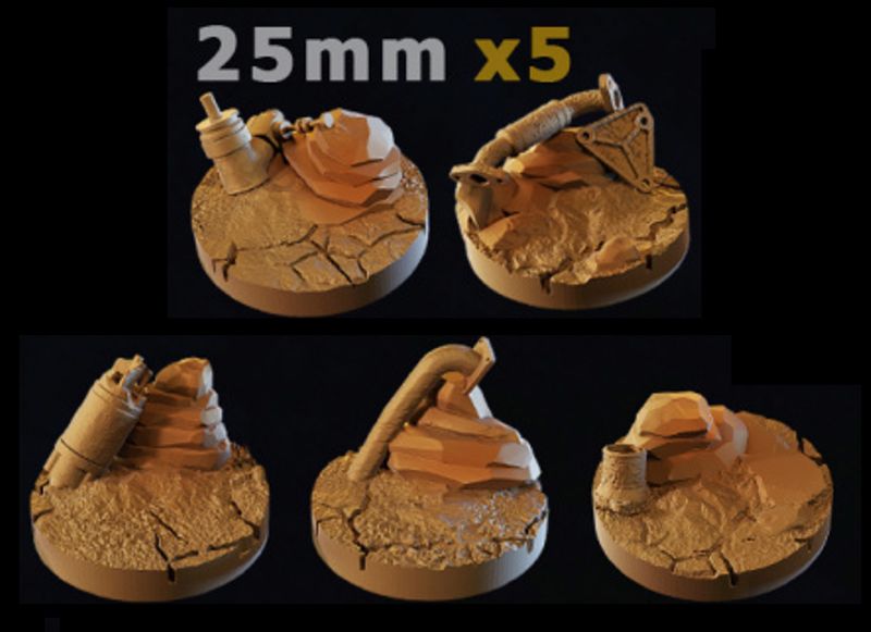 Desert Scrap Metal - Bases & Toppers - 25mm (pack 5 units)