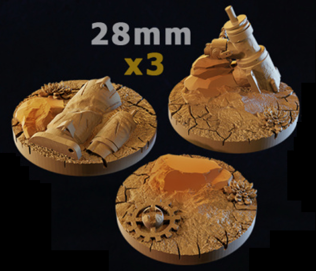 Desert Scrap Metal - Bases & Toppers - 28mm (pack 5 units)