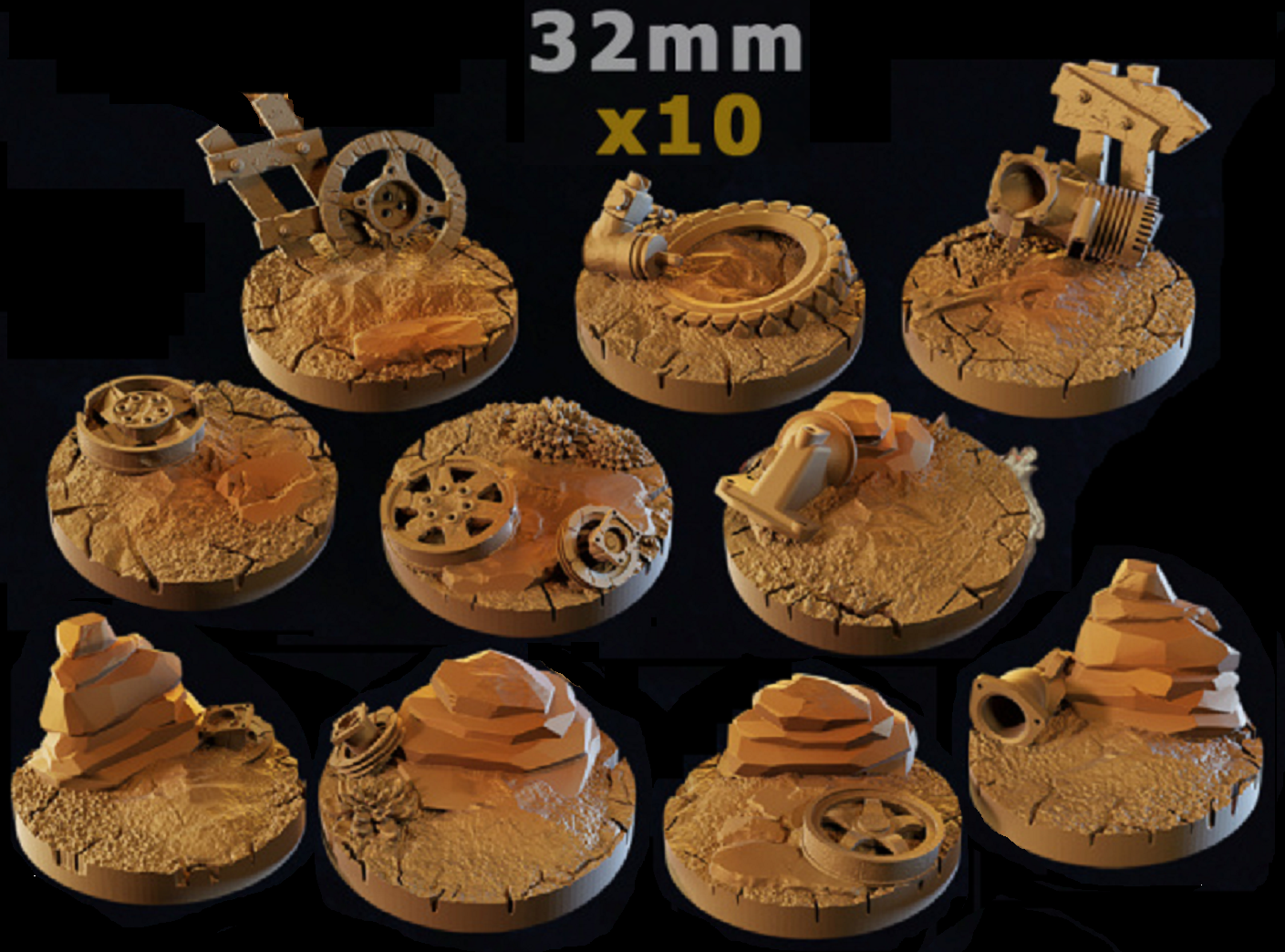 Desert Scrap Metal - Bases & Toppers - 32mm (pack 5 units)