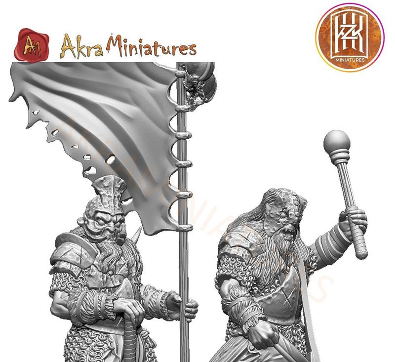 Iron Fortress Orcs  - Heroes - Banner and Drummer (Pack 2 units)